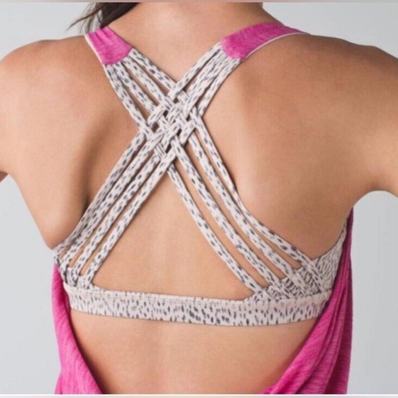 Lululemon 🍋 Free To Be Wild Tank in Bright Pink and Cream Dottie Dash Size 8 - Picture 3 of 9